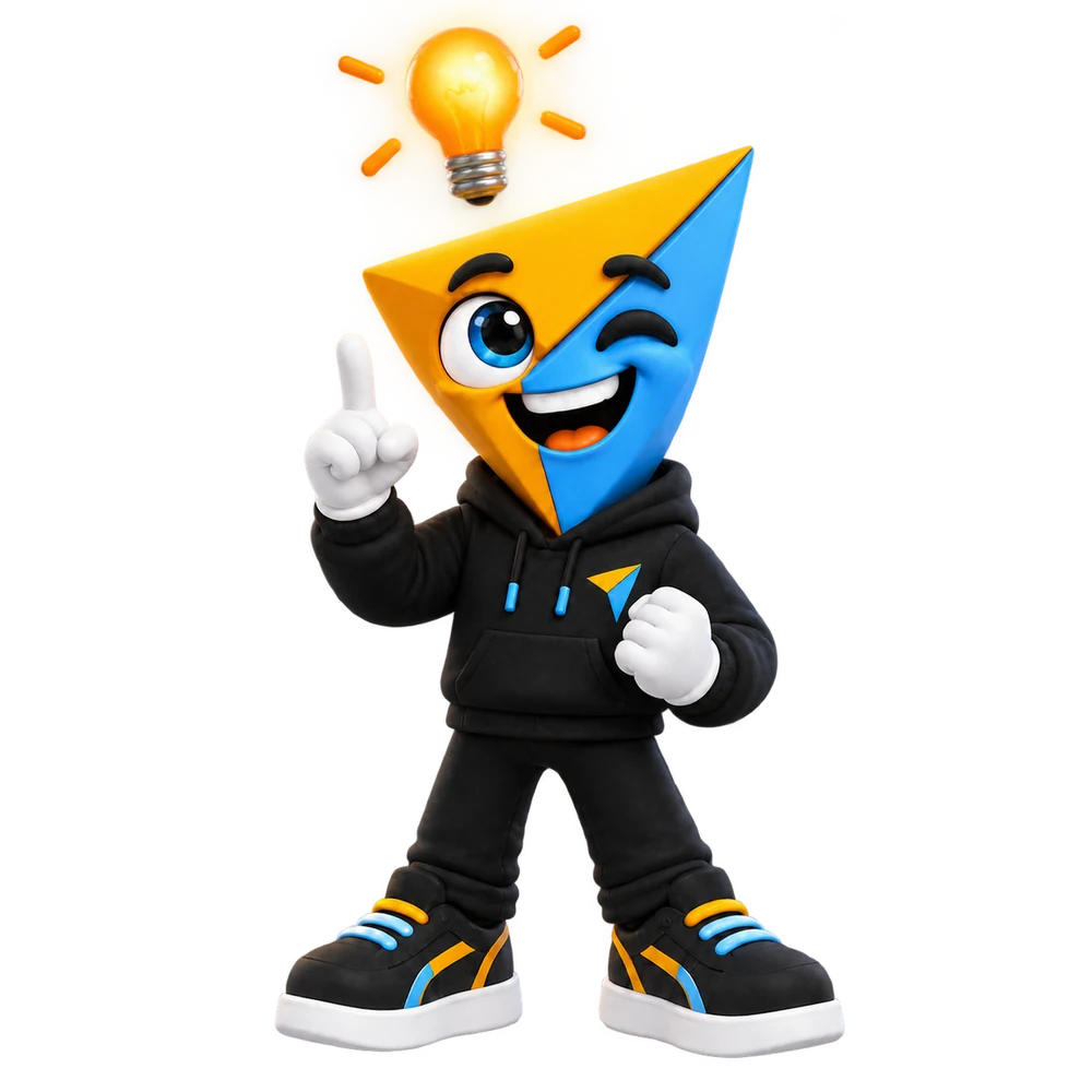 The Clickative mascot having a bright idea