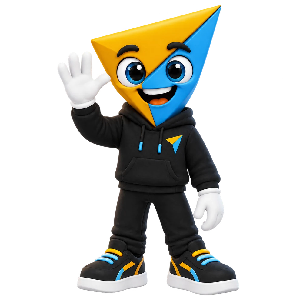 The Clickative mascot waving hello